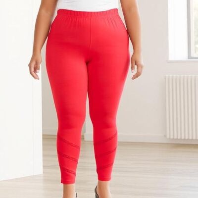 Plus size leggings with lace band and rhinestones (B225&RED)
