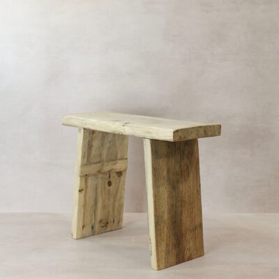 Sgabello quadrato rustico vintage in legno di olmo - N. 9