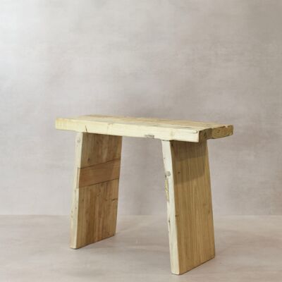Tabouret carré rustique vintage en bois d'orme - N° 10