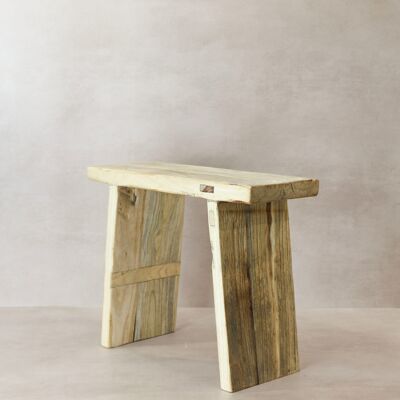 Vintage Rustic Square Elm Wood Stool - No 12