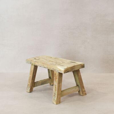 Vintage Rustic Elm Wood Stool - Small - No 17