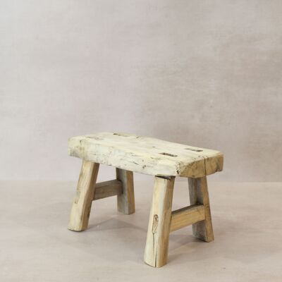 Vintage Rustic Elm Wood Stool - Small - No 18