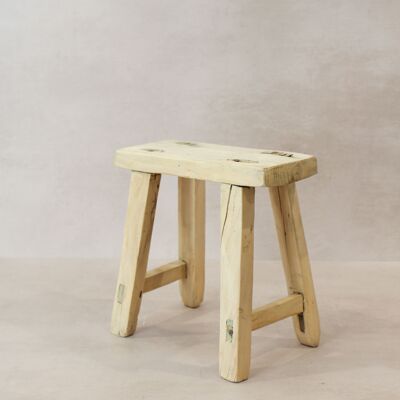 Vintage Rustic Elm Wood Stool - Small - No 19