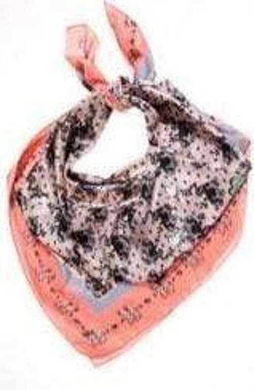 VASSILISA Scarf in Beige and Pink: Frogs Print
