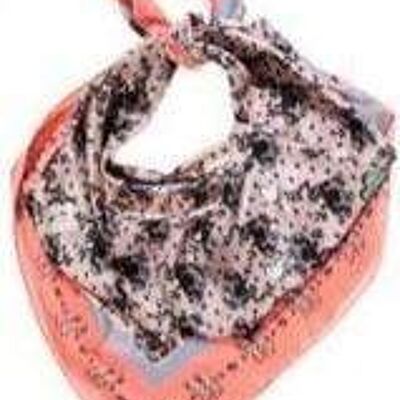 VASSILISA Scarf in Beige and Pink: Frogs Print