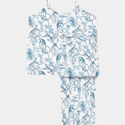 Conjunto de pantalón camisola de algodón orgánico para mujer Chinoiserie Whimsy