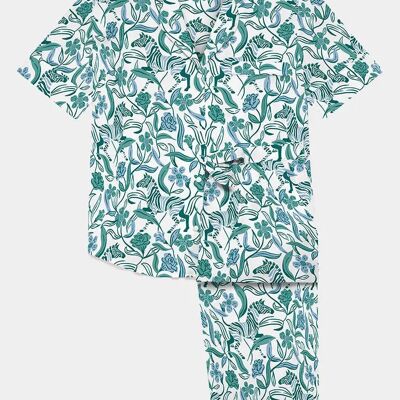 Set pigiama e pantaloni in cotone biologico a maniche corte da donna Boho Zebra