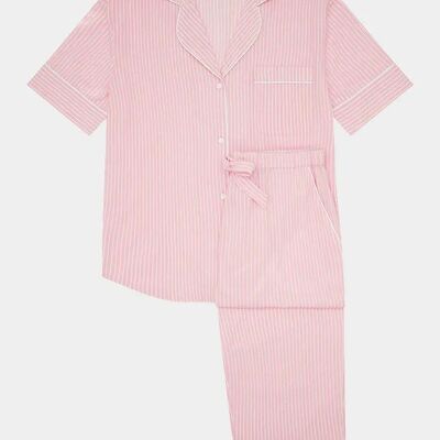 Completo pigiama e pantaloni a maniche corte in cotone biologico da donna a righe