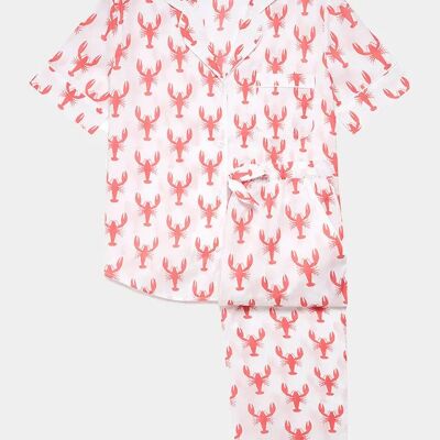 Red Lobster Women's Short Sleeve Organic Cotton Pyjama Trouser Set