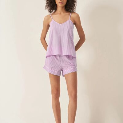 Mauve Stripe Women's Cami Organic Cotton Short Set