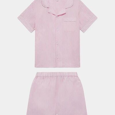 Pink & White Stripe Kids' Organic Cotton Pyjama Short Set