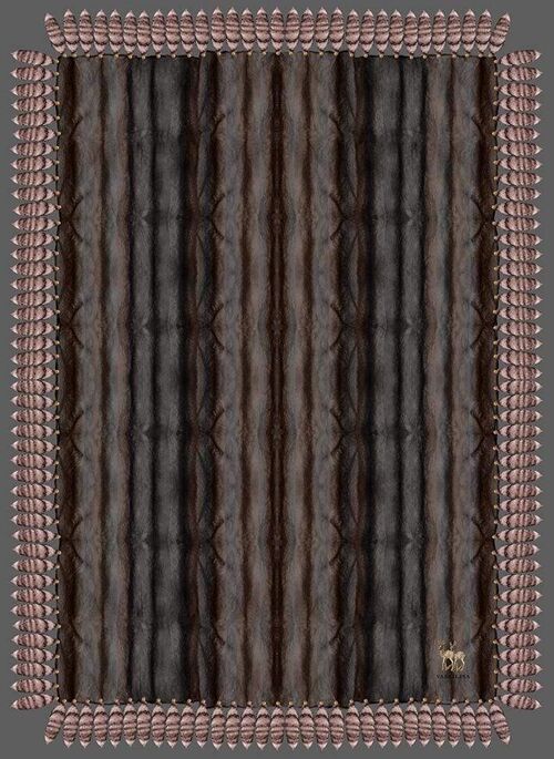 VASSILISA Scarf in Sophisticated Brown and Grey: Mink Effect and Tails Print, XL