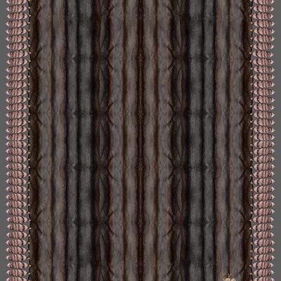 VASSILISA Scarf in Sophisticated Brown and Grey: Mink Effect and Tails Print, XL