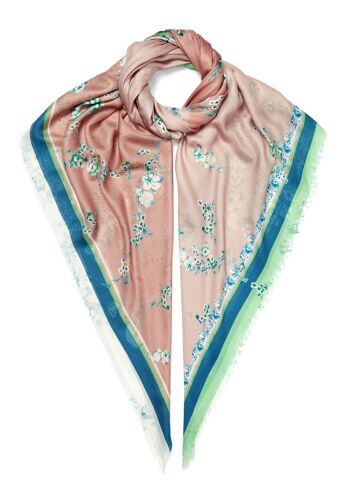 Écharpe VASSILISA pour femme en rose pastel : imprimé floral 1