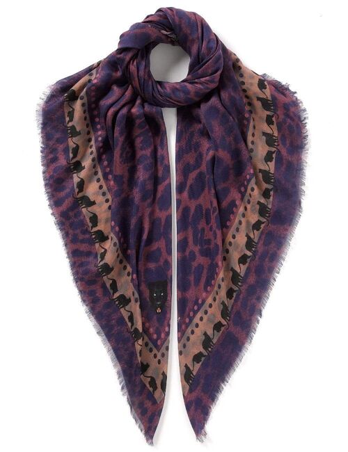 VASSILISA Scarf in Purple Colour: Leopard Print