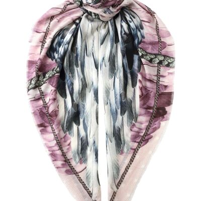 VASSILISA Scarf in Gentle Pink Colour: Wings Print