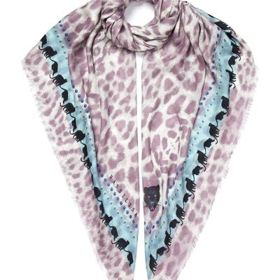 VASSILISA Scarf in Lilac Colour: Leopard Print