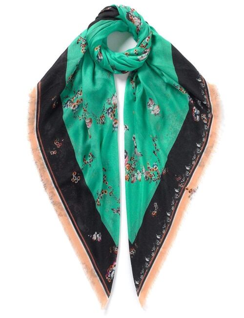 VASSILISA Scarf in Turquoise Colour: Floral Print