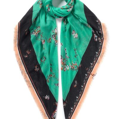VASSILISA Scarf in Turquoise Colour: Floral Print