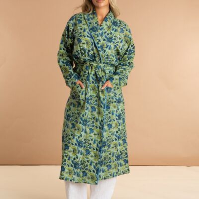 Lime Patchouli Women's Floral Cotton Robe