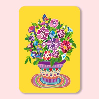 Colorful Flower Pot Postcard