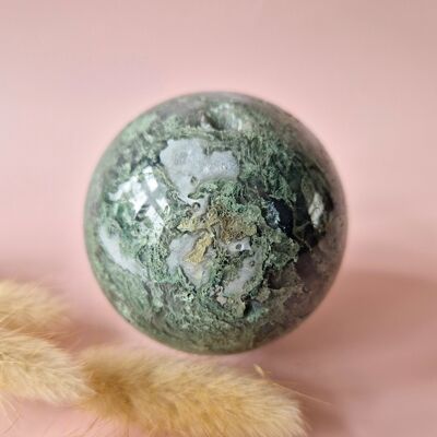 Crystal Gemstone Ball Moss Agate Druzy sphere 50mm, 272g #B