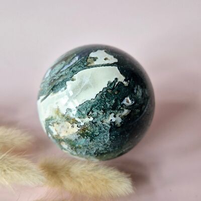Kristall Edelstein Kugel Moosachat Druzy Kugel 50mm, 292g #E