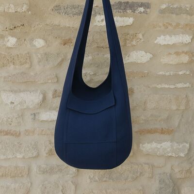 Bolso bandolera Bohotusk de lona de algodón azul marino liso