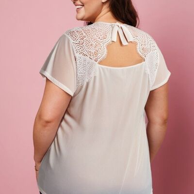 Top de encaje blanco de talla grande (A837&BLANC)
