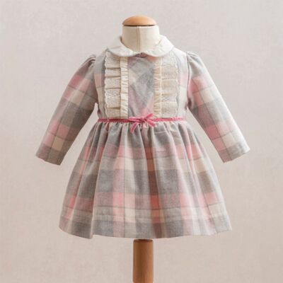 Vestido para niña (paquete de cinco tallas) - Vestido a cuadros con forro de algodón suave (6-24 meses)