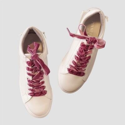 Shoe laces velvet light pink