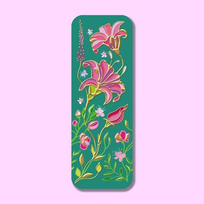 Marque-page floral en feuille d'or