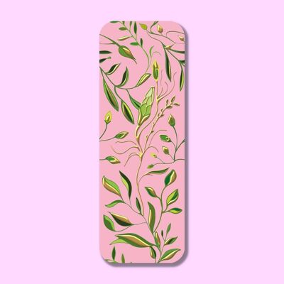 Marque-page floral rose en feuille d'or