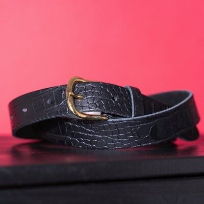 Leather belt croco basic black
