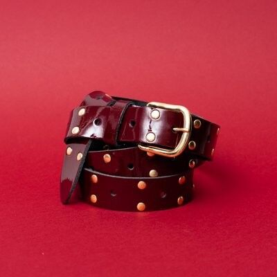 Leather Belt Laque Bordeaux