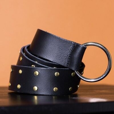 Leather belt limited black studs