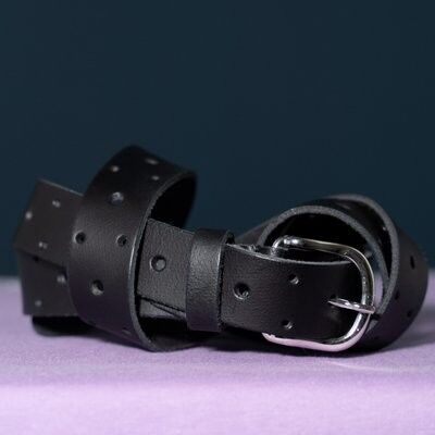 Leather belt basic black long