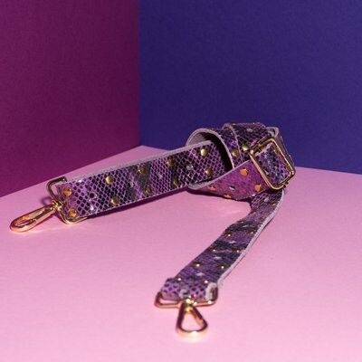 Strap Leather Purple Snake Gold Studs