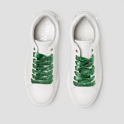 Shoe laces glitter happy green