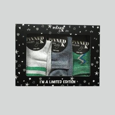 Gift Package Socks  Silver Green