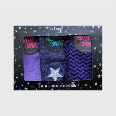 Giftpackage Socks Glitter Purple Star