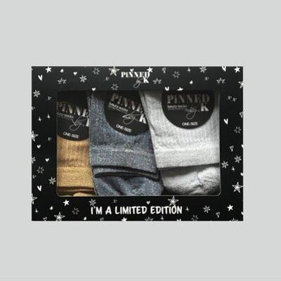 Gift Package Socks Glitter Stripe