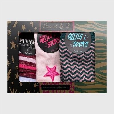 Giftpackage Socks Pink Star Green
