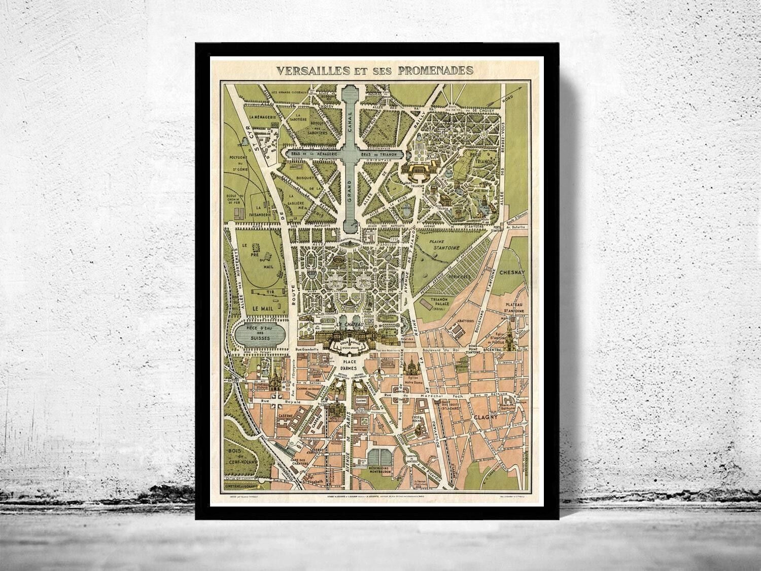Old Map of Versailles  France 1920  | Vintage Map Wall Art Print