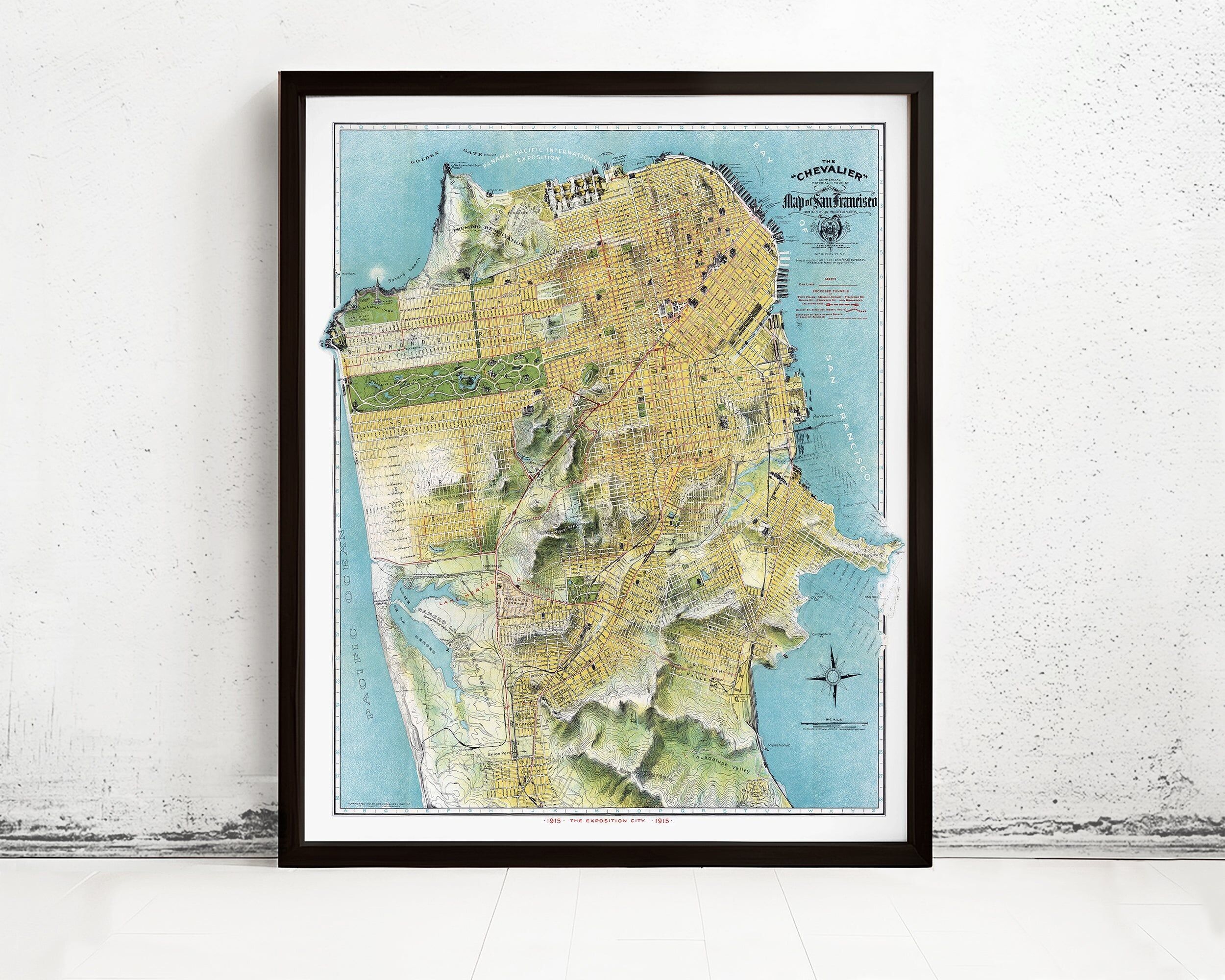 Old Map of San Francisco 1912 The Chevalier Map of San Francisco Vintage Map | Vintage Map Wall Art Print | Large Map Print