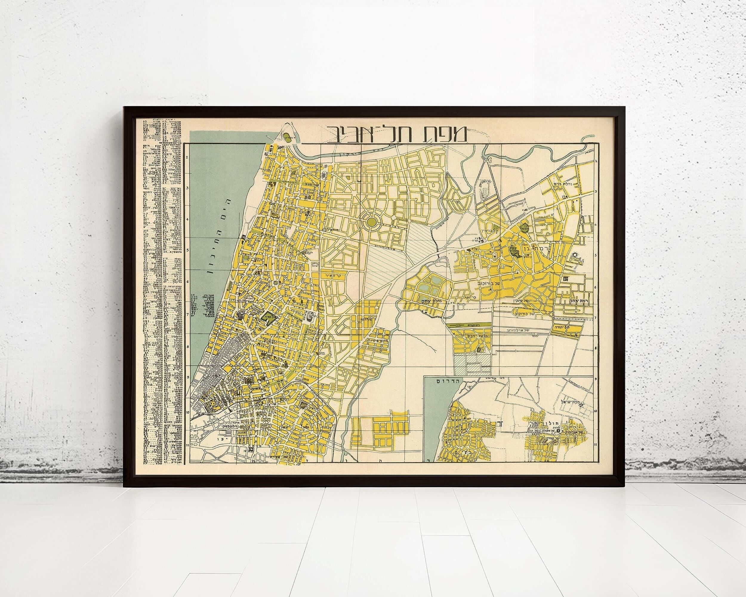 Old Map of Tel Aviv Jaffa Israel Vintage Map | Vintage Map Wall Art Print