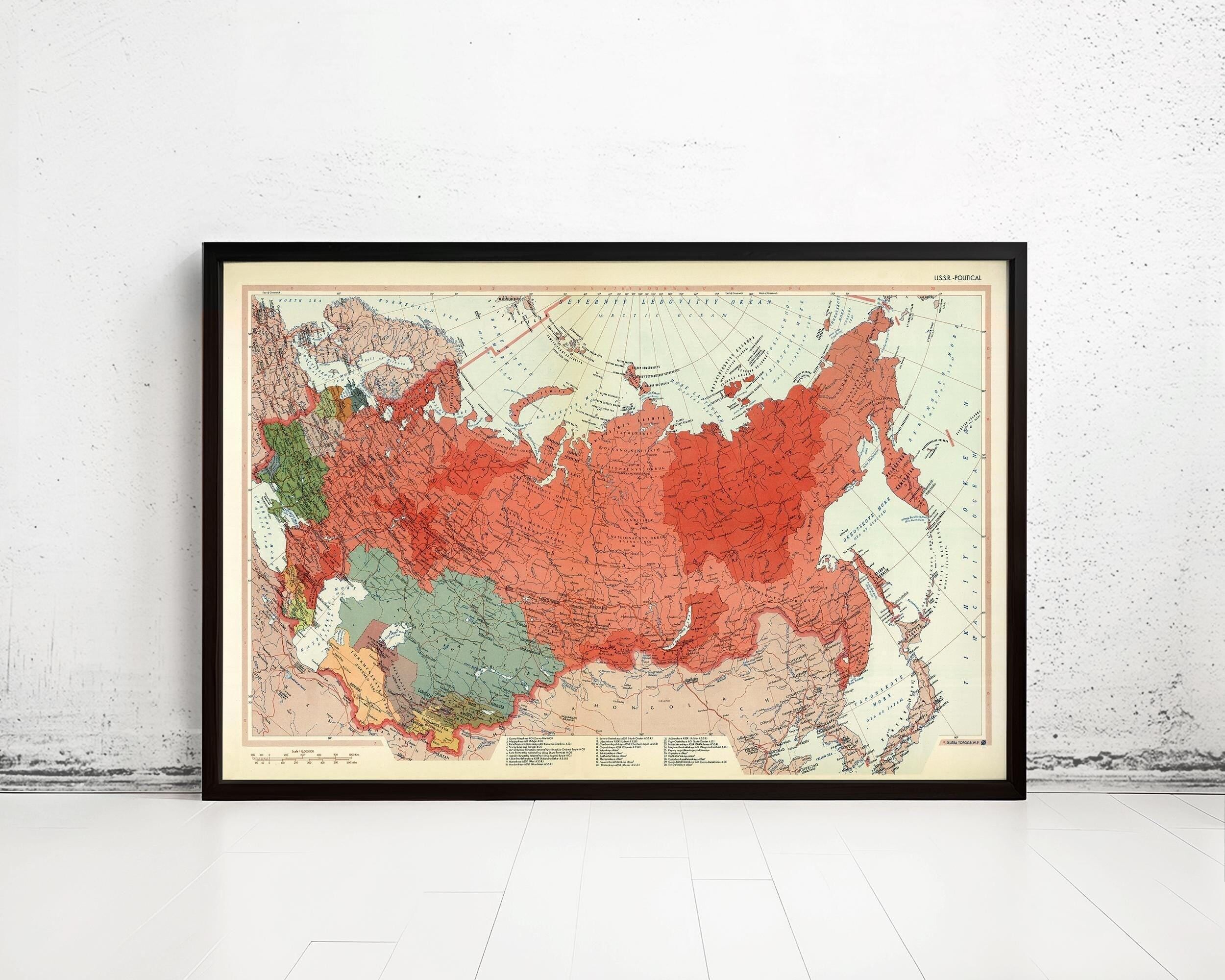 Old Map of Soviet Union CCCP USSR map  | Vintage Map Wall Art Print