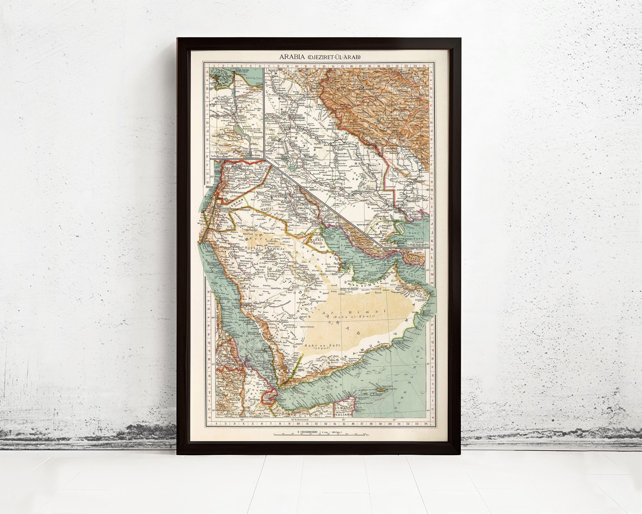 Old Map of Middle East Arabia Vintage map 1929  | Vintage Map Wall Art Print