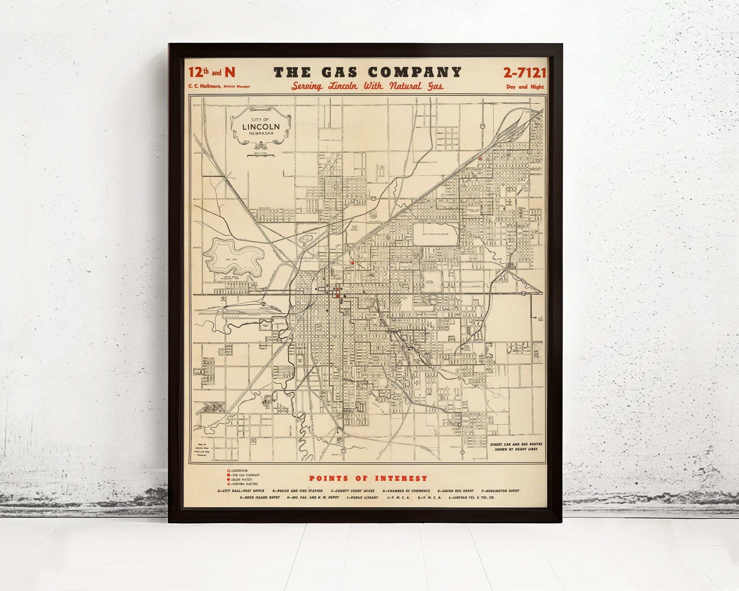 Old Map of Lincoln Nebraska 1929 Vintage Map Wall Map Print