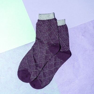 Socks glitter purple silver diamond
